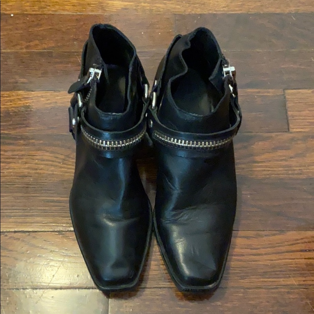 LEATHER BIKER HARNESS BOOT